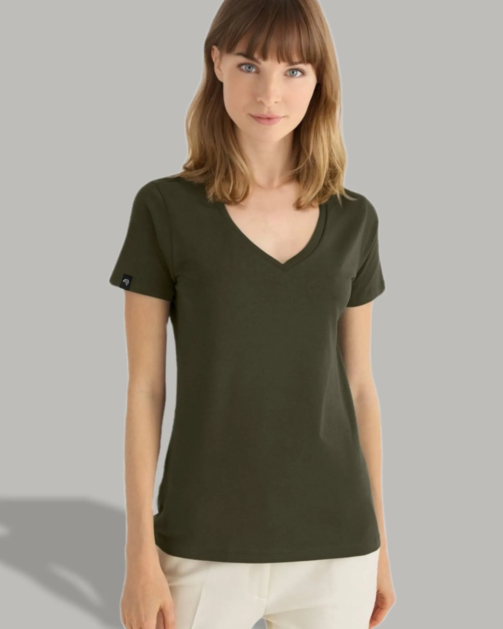 ― % ― BAC TW045/ ― Damen Bio-Baumwolle V-Neck T-Shirt - Navy Blau [2XL]