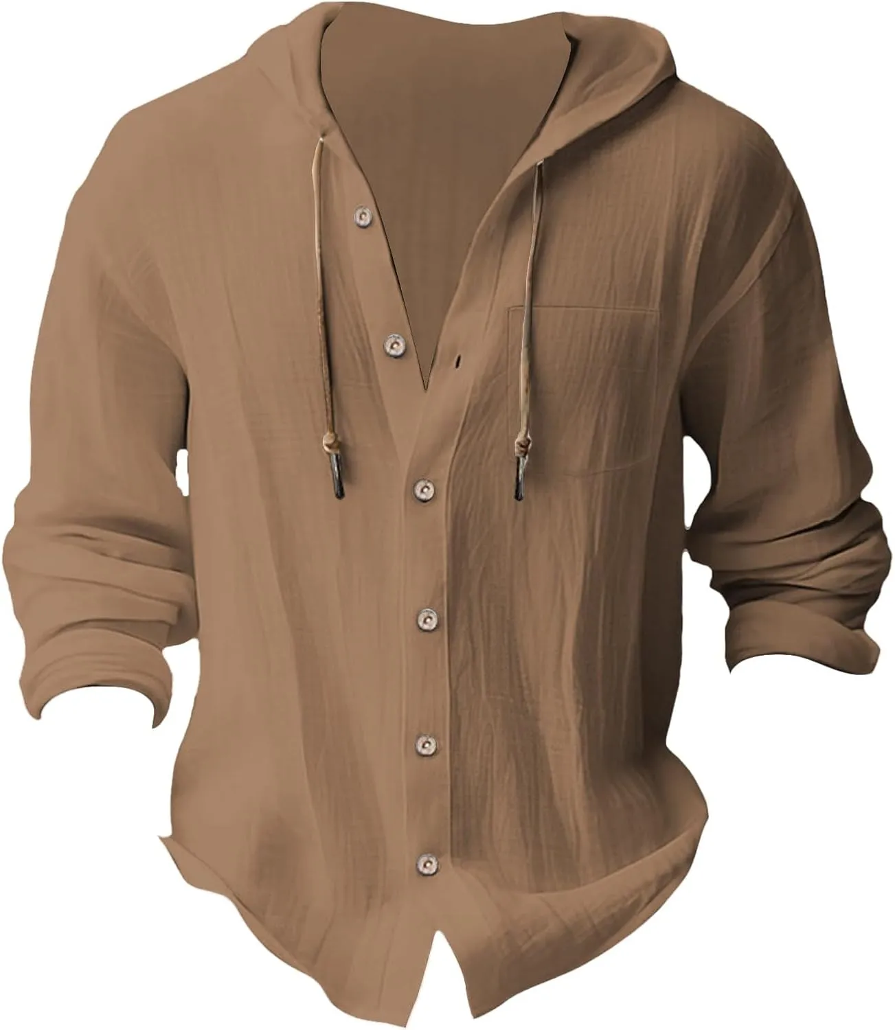 100 Percent Cotton Linen Hoodies for Men Long Sleeve Button Down Shirt Active Athletic Workout Sweatshirts for Men