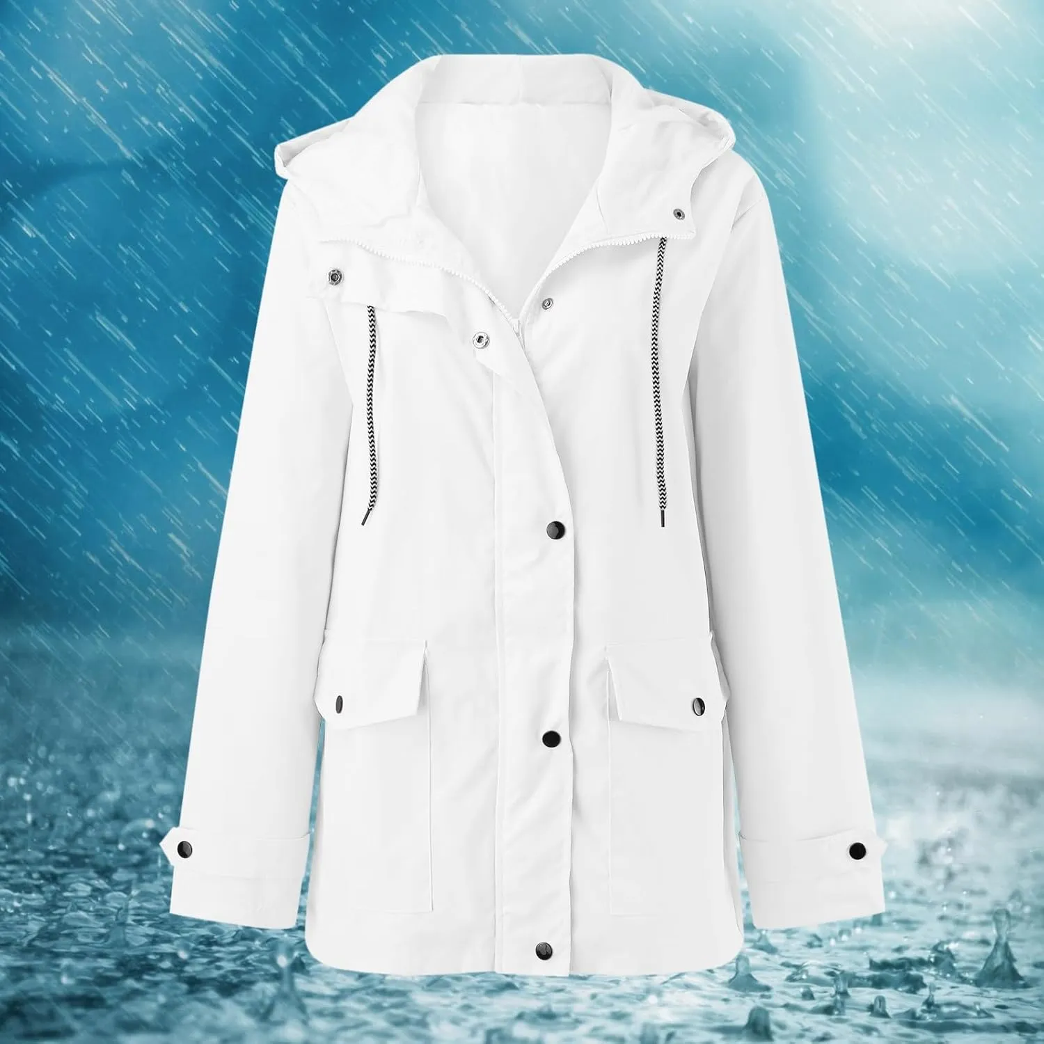 2023 Rain Jacket Women Lightweight Raincoat Waterproof Windbreaker Trendy Casual Climbing Outdoor Trench Coats Outerwear