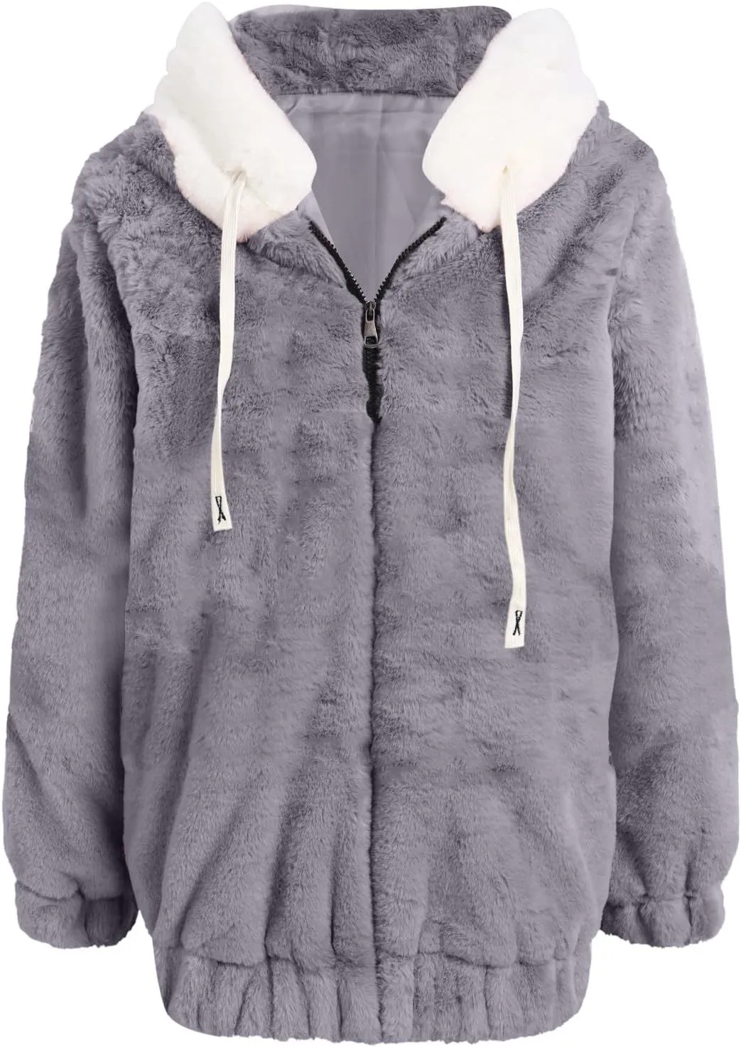 2024 Coats for Women Fuzzy Zip Up Hoodies Color Block Sweaters Coat Soft Sherpa Jackets Casual Warm Outwear with Pocket