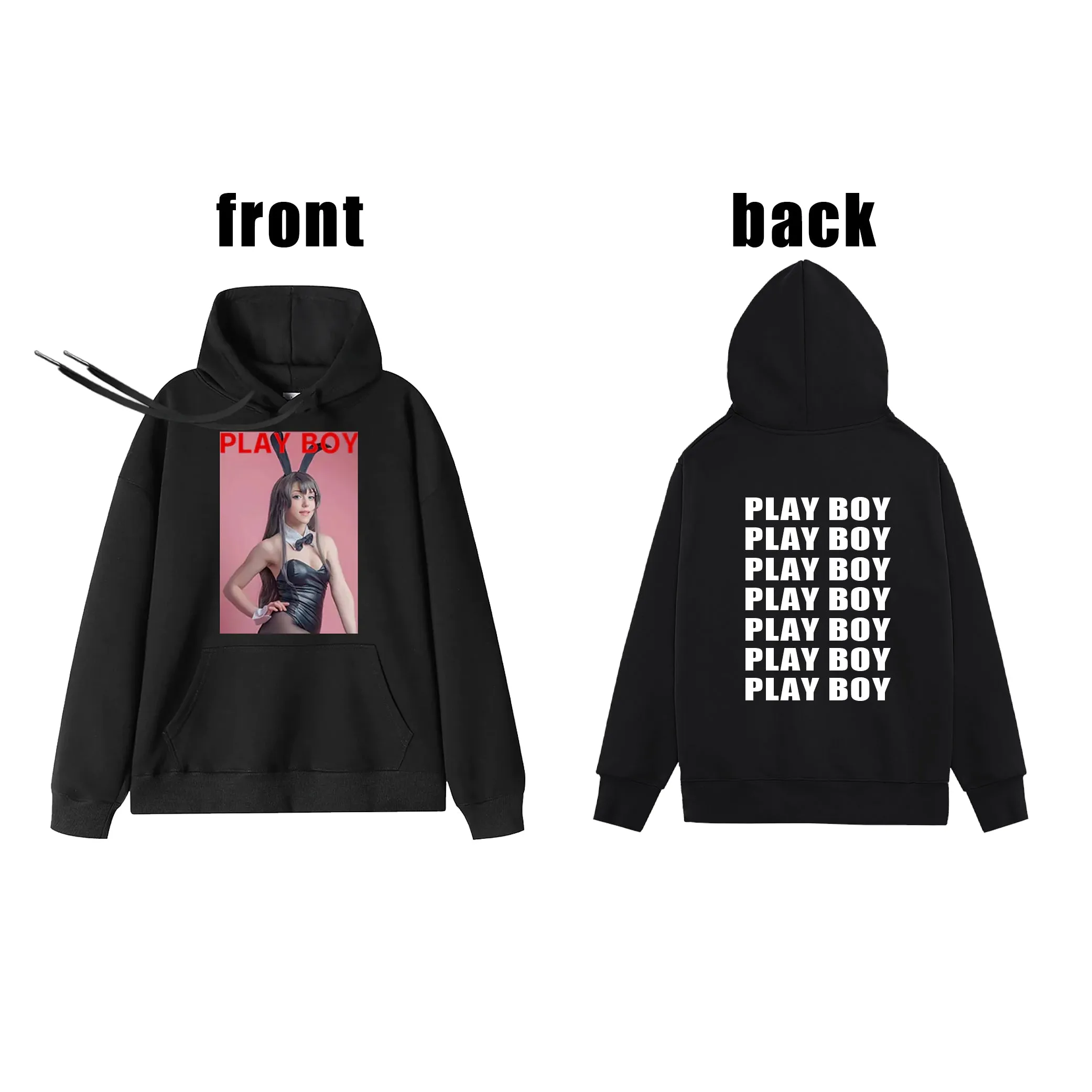 4FunGift® Play Boy Sexy Photos Customized Personalized Hoodies Front and Back Prints