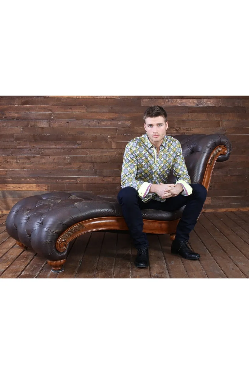 Beige Pattern Button Down Shirt