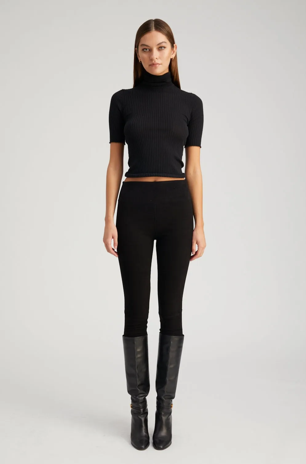 Black Suede Crop