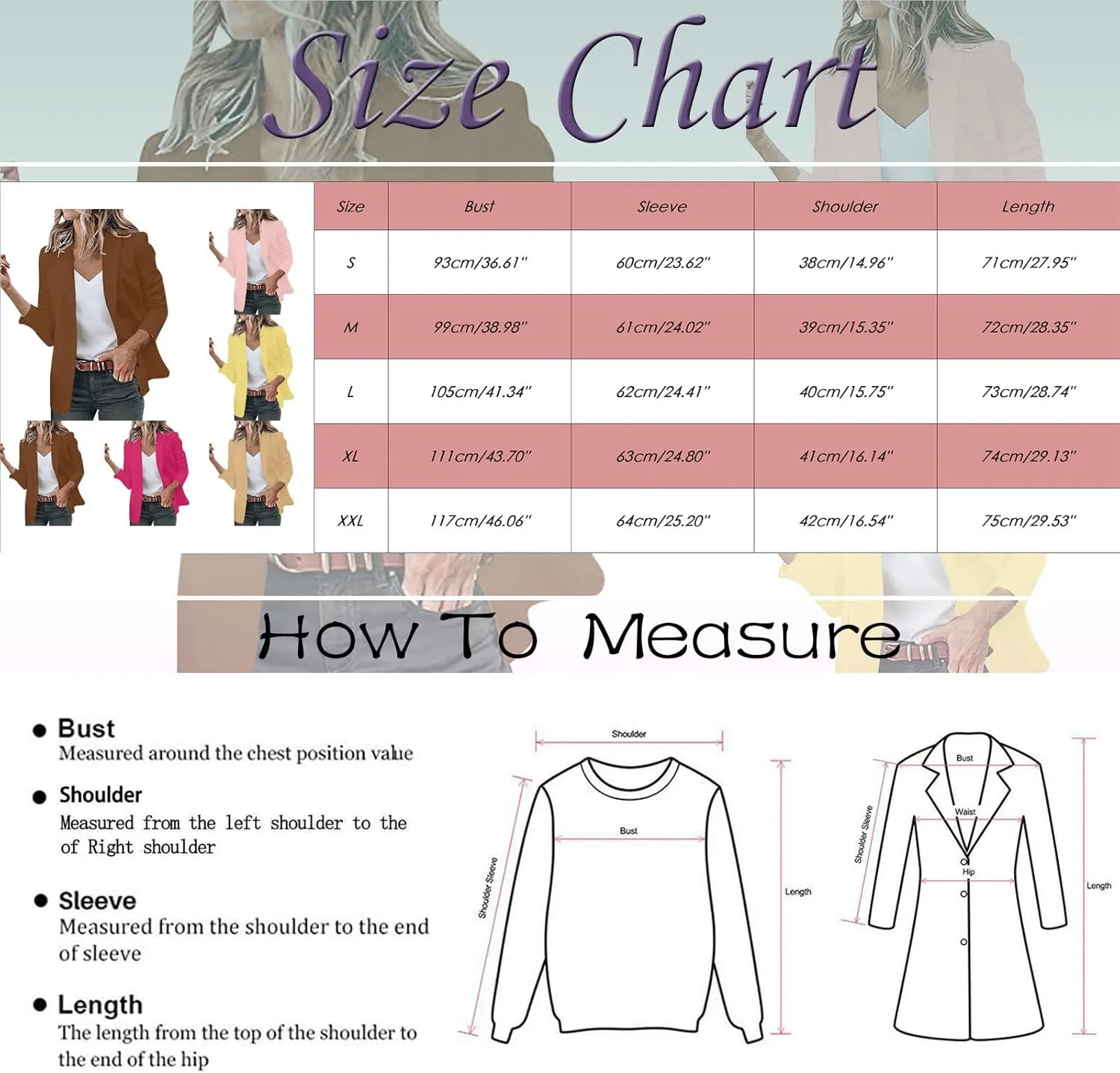 Blazer Jackets Women Open Front Suit Coats Long Sleeve Casual Work Office Blazers 2024 Trendy Business Dress Cardigan