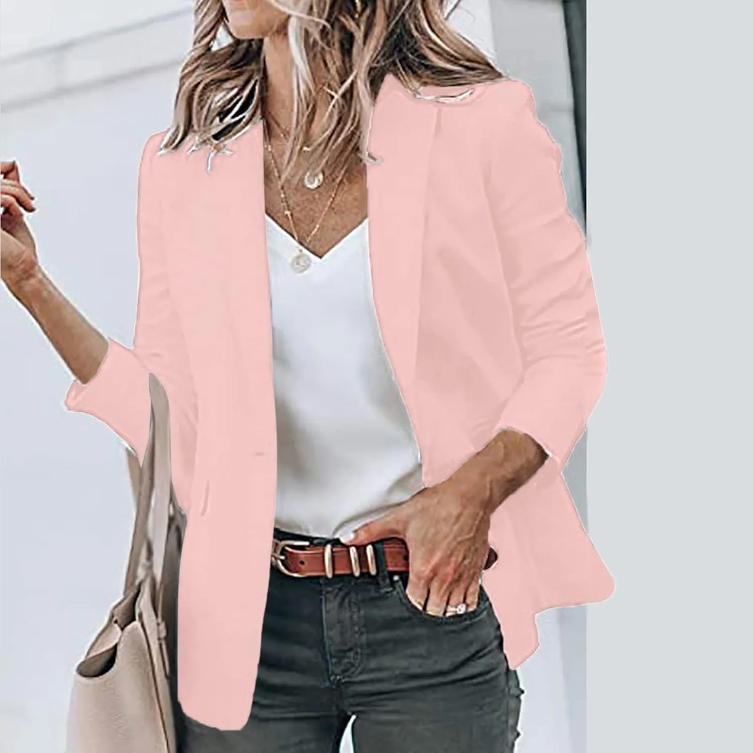 Blazer Jackets Women Open Front Suit Coats Long Sleeve Casual Work Office Blazers 2024 Trendy Business Dress Cardigan