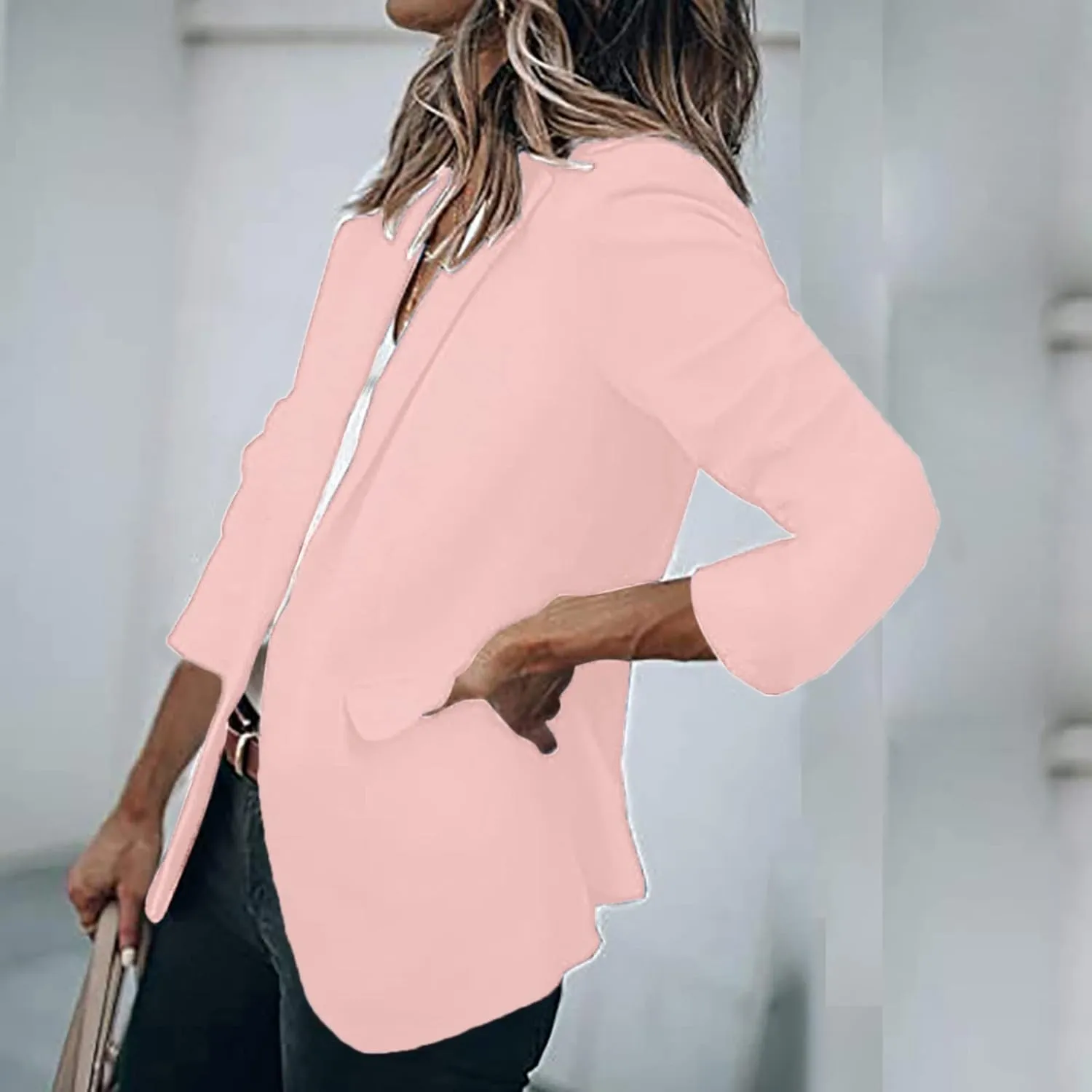 Blazer Jackets Women Open Front Suit Coats Long Sleeve Casual Work Office Blazers 2024 Trendy Business Dress Cardigan