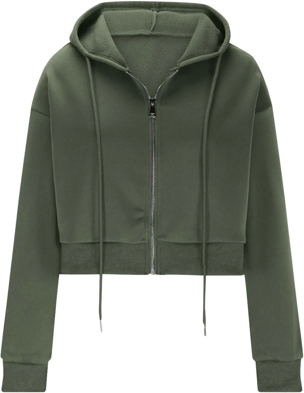 Cropped Hoodies for Women Zip Up Drawstring Hooded Short Sweatshirts Teen Girls Y2K Fashion Track Jackets
