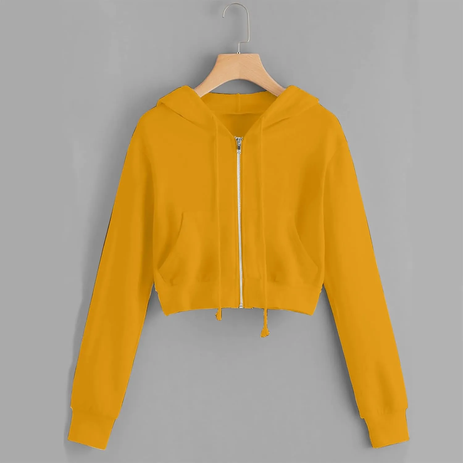 Cropped Sweatshirts for Women Zip Up Cute Hoodies Lightweight Long Sleeve Sweatshirt Slim Fit Jacket with Pockets
