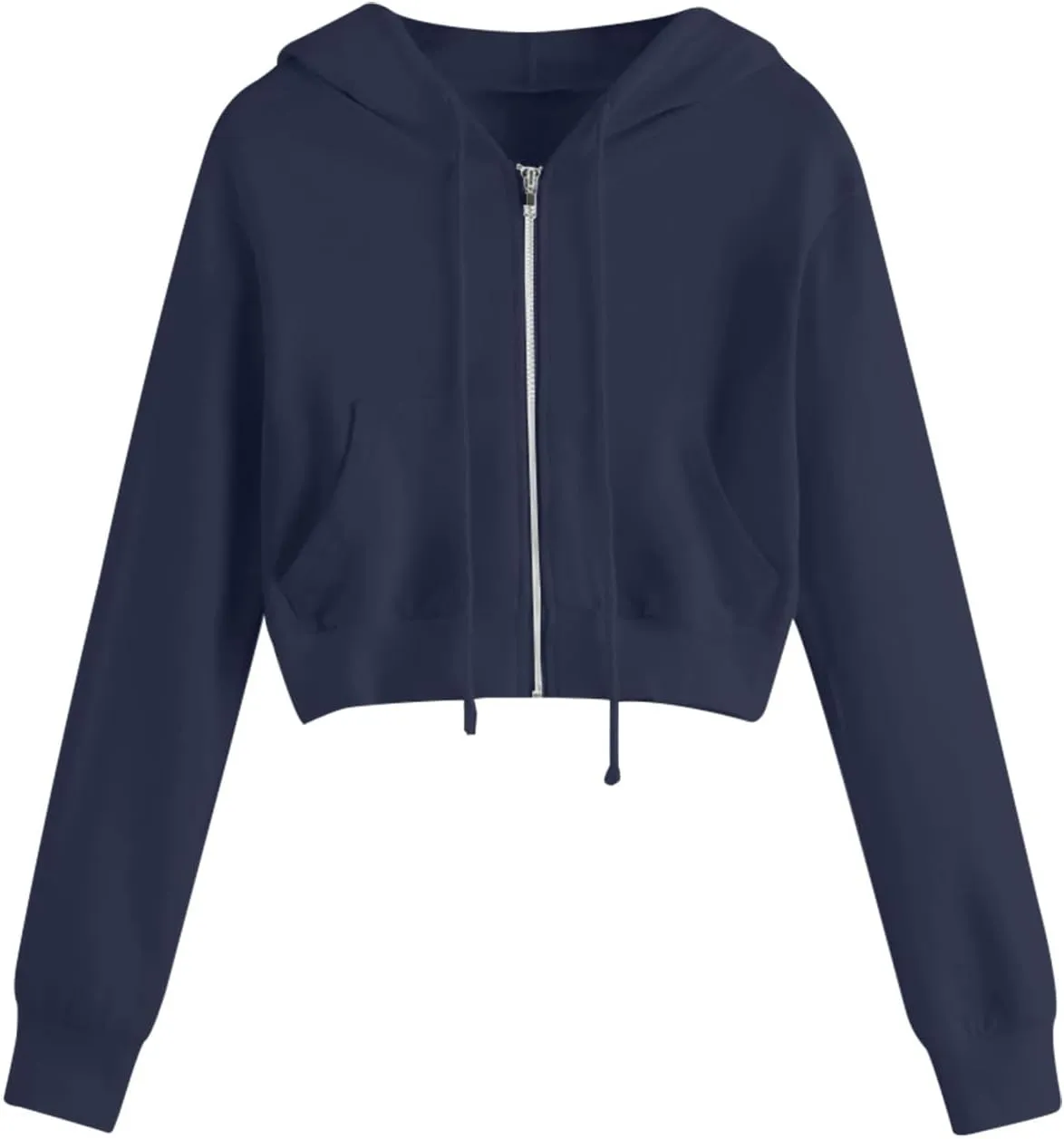 Cropped Sweatshirts for Women Zip Up Cute Hoodies Lightweight Long Sleeve Sweatshirt Slim Fit Jacket with Pockets