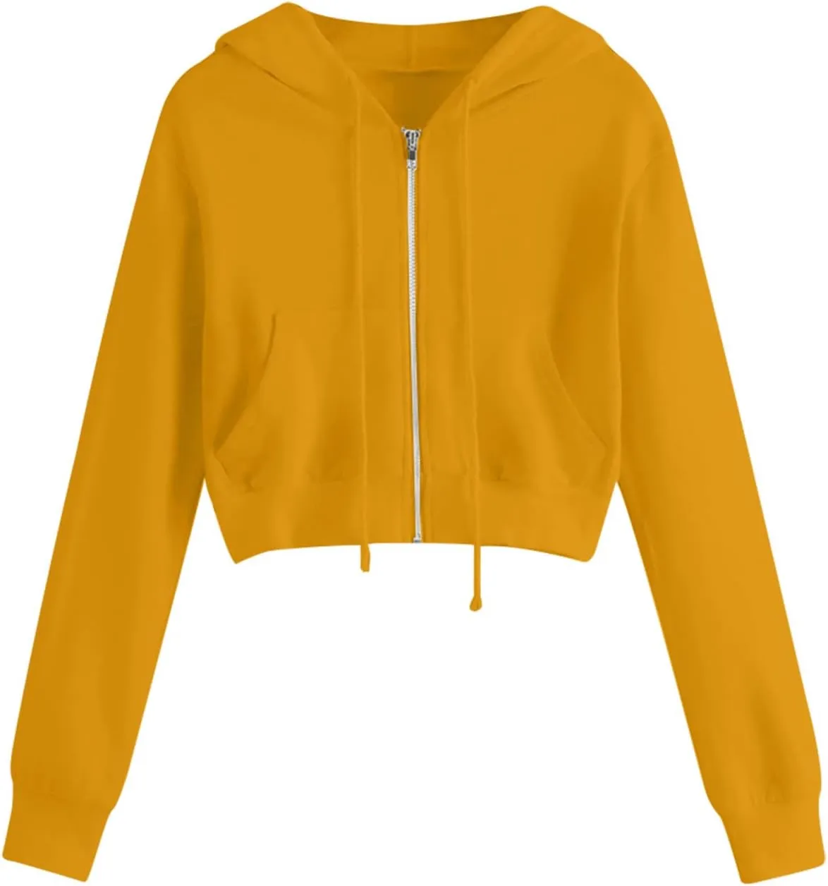Cropped Sweatshirts for Women Zip Up Cute Hoodies Lightweight Long Sleeve Sweatshirt Slim Fit Jacket with Pockets
