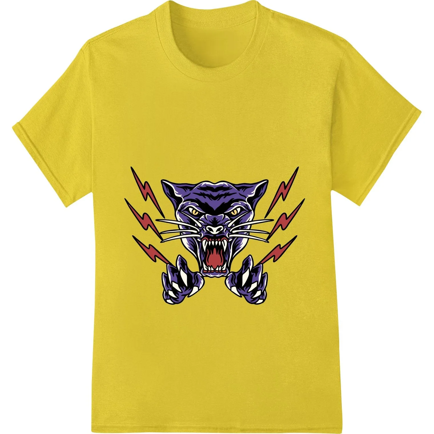 Fierce Lightning Panther - Edgy Purple & Black DTF Transfer