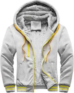 Fleece Hoodie Men Winter Thick Zipper Sweatshirts Workout Baseball Coat Casual Warm Hooded Pullover Jacket Sport Coats