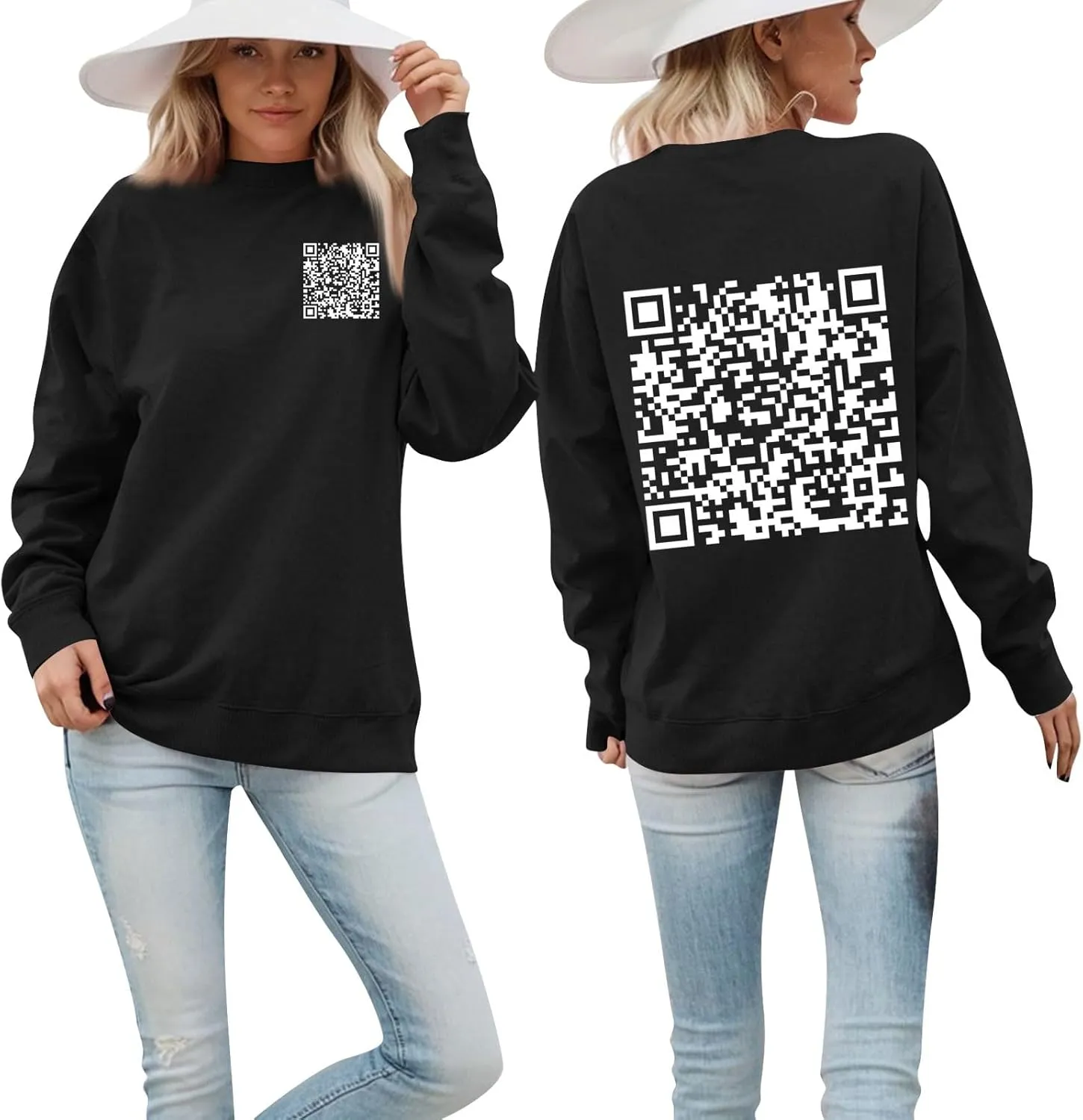 Funny Fu Qr Code Hoodie For Men Humor Fuck You Qr Code Sweatshirt Womens Casual Unisex Hoodies Hidden Message Shirts