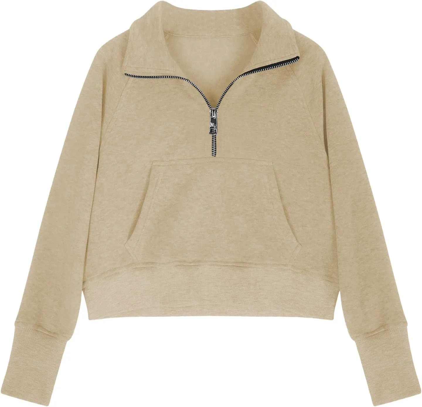 Half Zip Sweatshirt for Girls Long Sleeve Pullover Crop Tops Lightweight Fleece Spring Fall Clothes Thumb Hole