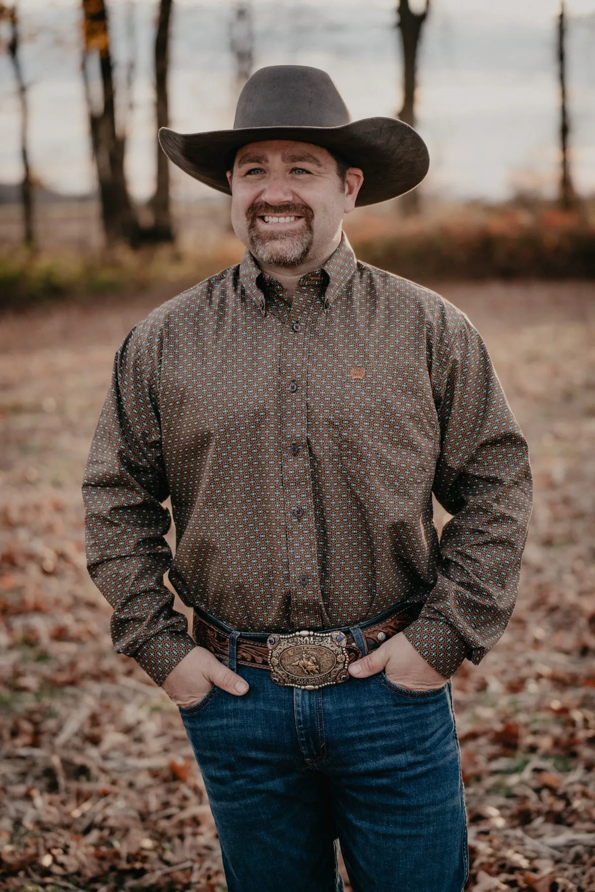 'Kota' CINCH Men's Classic Fit Brown Button Down Shirt (S-XXL)