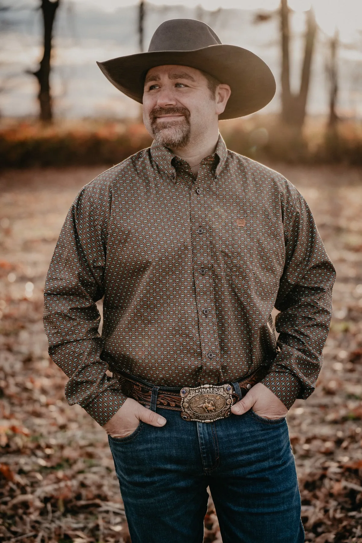'Kota' CINCH Men's Classic Fit Brown Button Down Shirt (S-XXL)