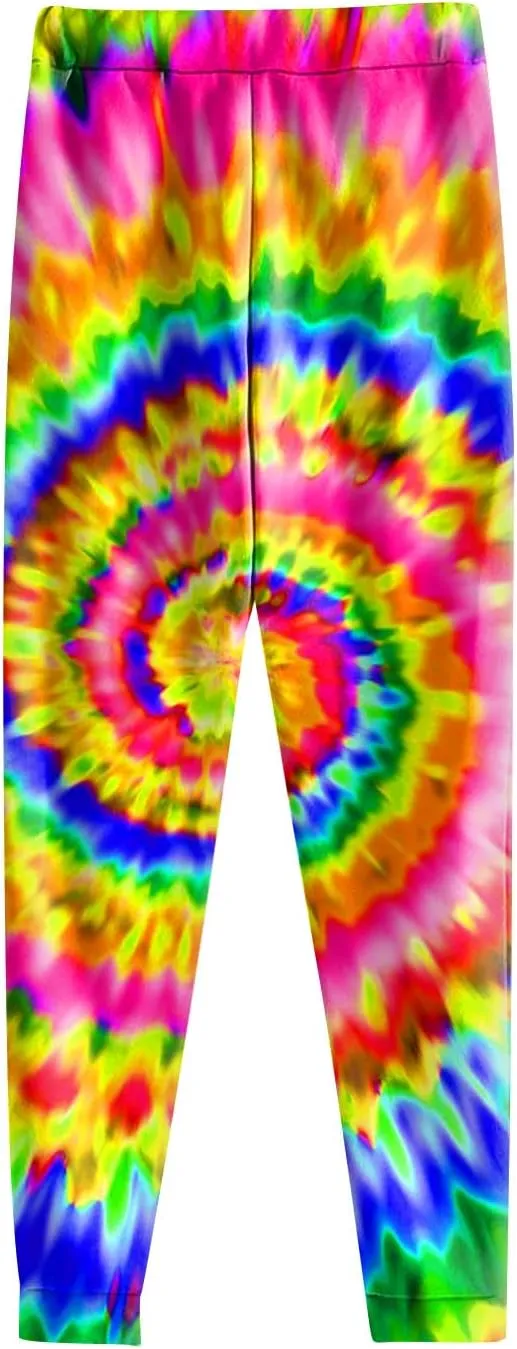 Mens Tie-Dye Sweatsuit 2 Piece Autumn Tracksuit Casual Solid Jogger Sport Hoodies and Sweatpant Set Loose Outfit