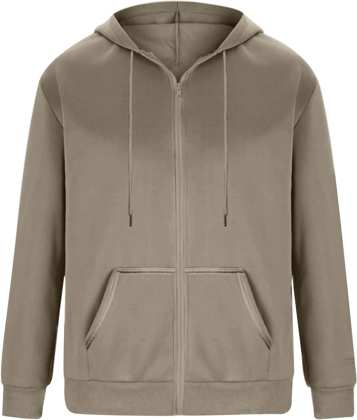 Mens Zip Up Hoodie Lightweight Long Sleeve Fleece Jackets Loose Sport Full Zip Oversized Sweatshirt with Pockets