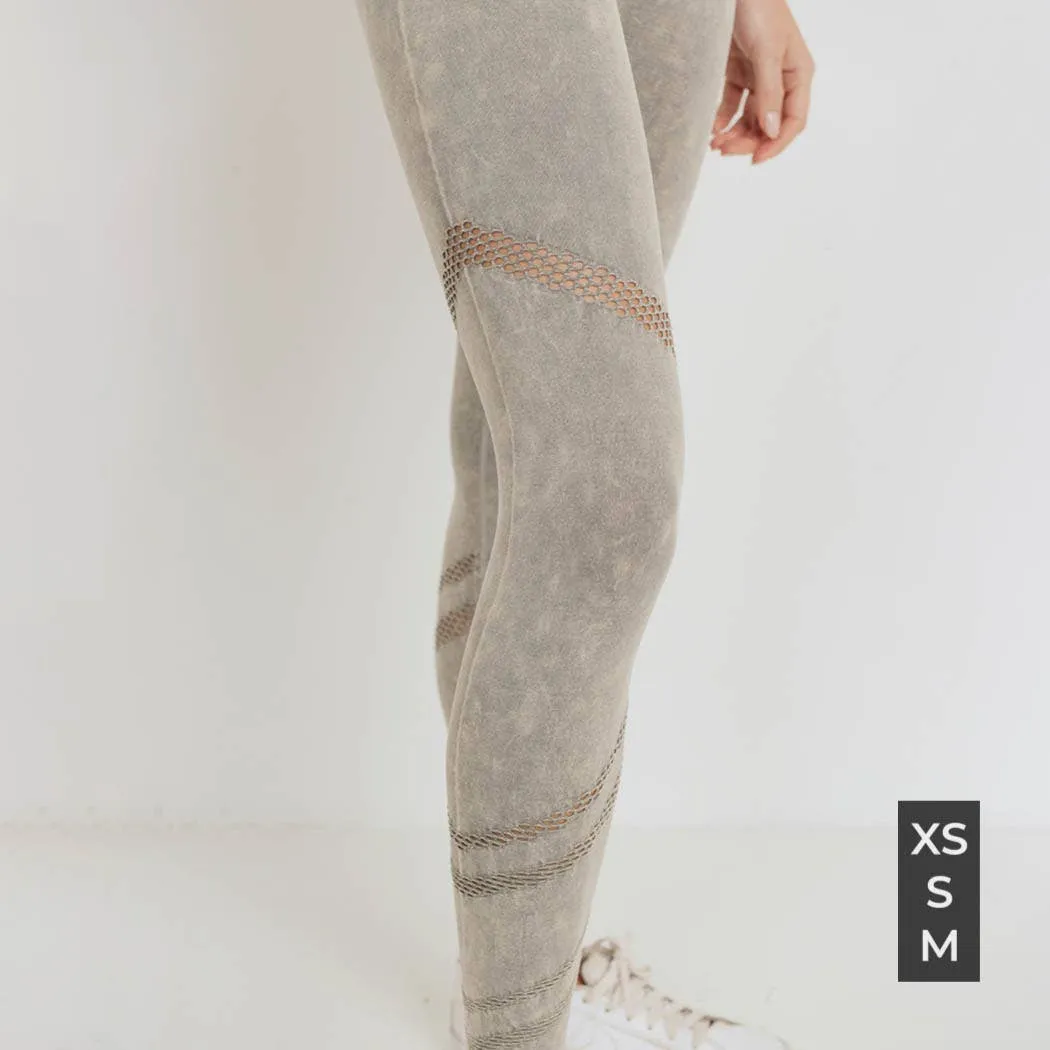 Mono B Graduated Angled Perforation Mineral Wash Seamless Leggings