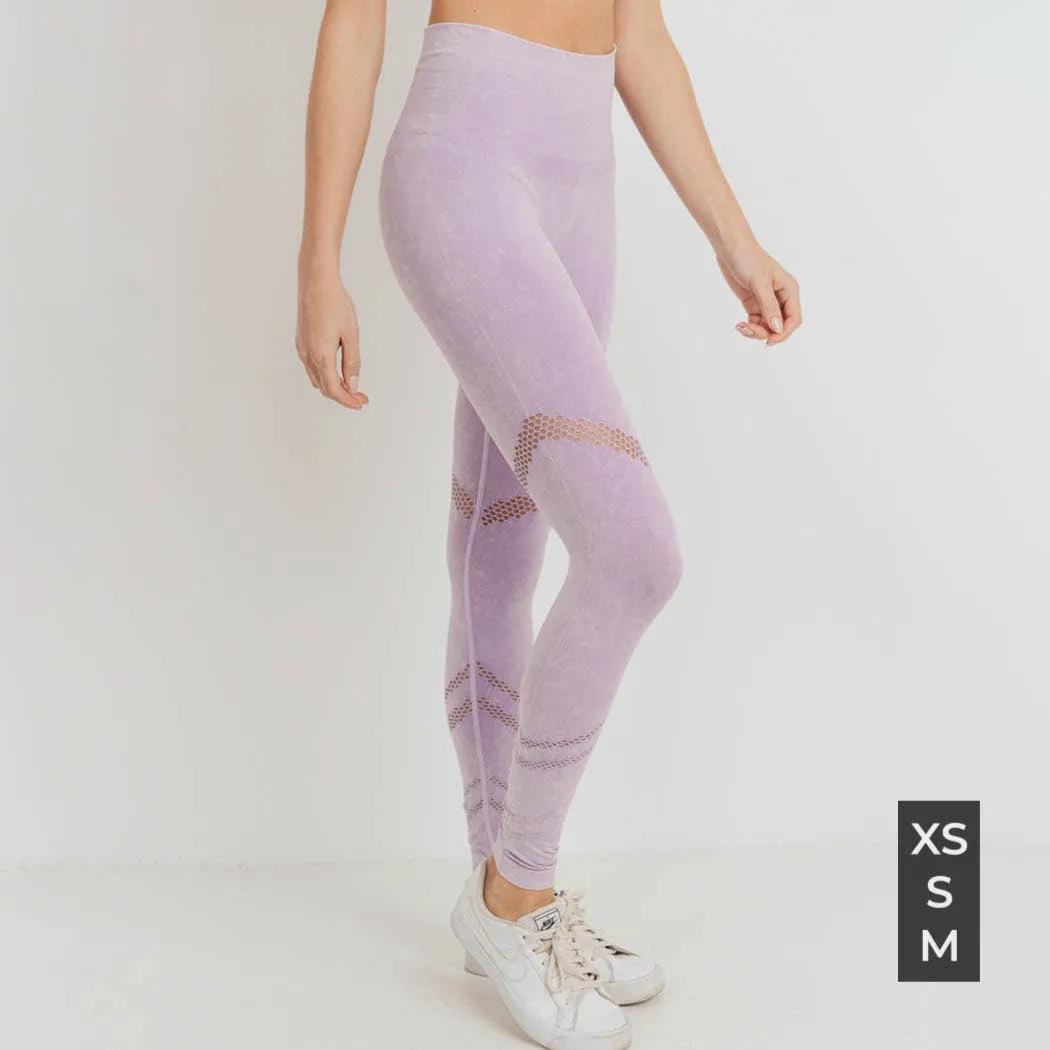 Mono B Graduated Angled Perforation Mineral Wash Seamless Leggings