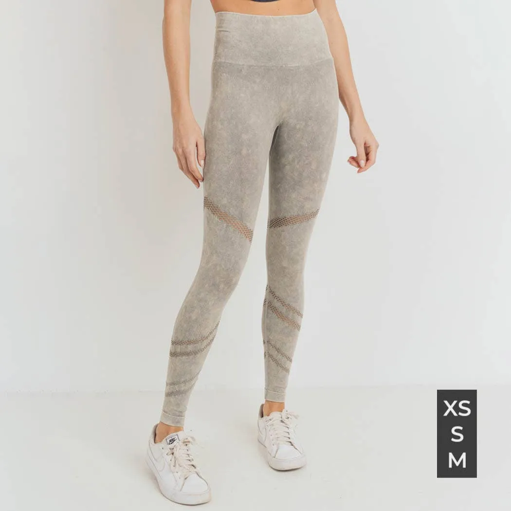 Mono B Graduated Angled Perforation Mineral Wash Seamless Leggings