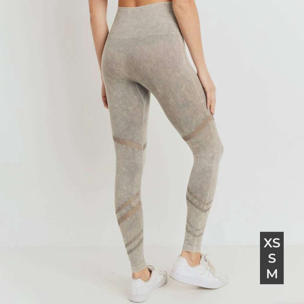 Mono B Graduated Angled Perforation Mineral Wash Seamless Leggings