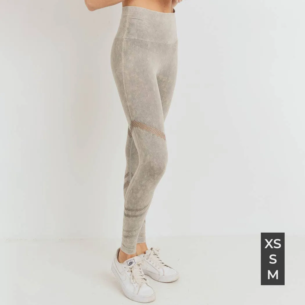 Mono B Graduated Angled Perforation Mineral Wash Seamless Leggings