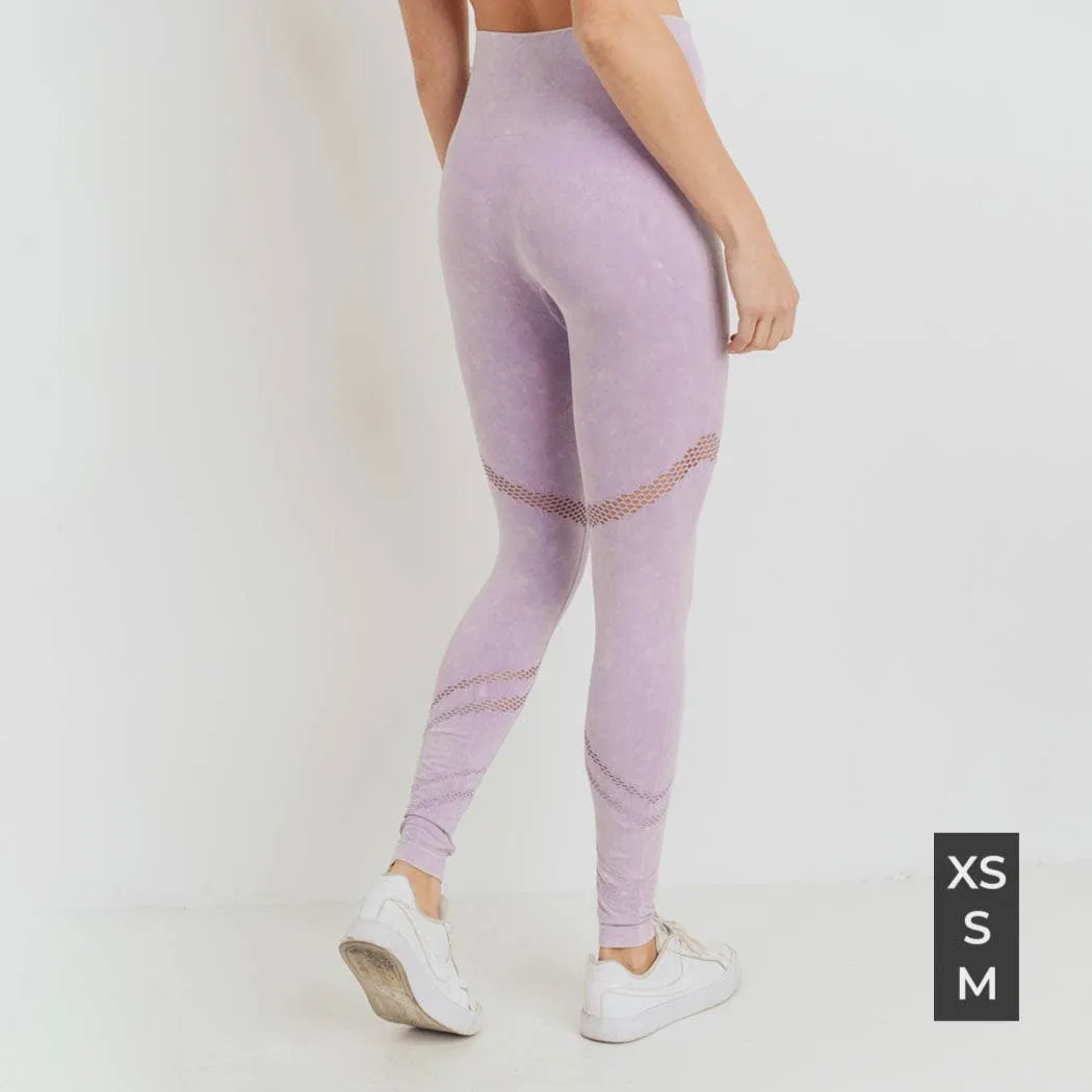 Mono B Graduated Angled Perforation Mineral Wash Seamless Leggings