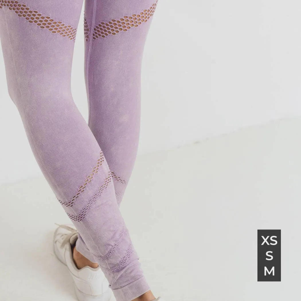 Mono B Graduated Angled Perforation Mineral Wash Seamless Leggings