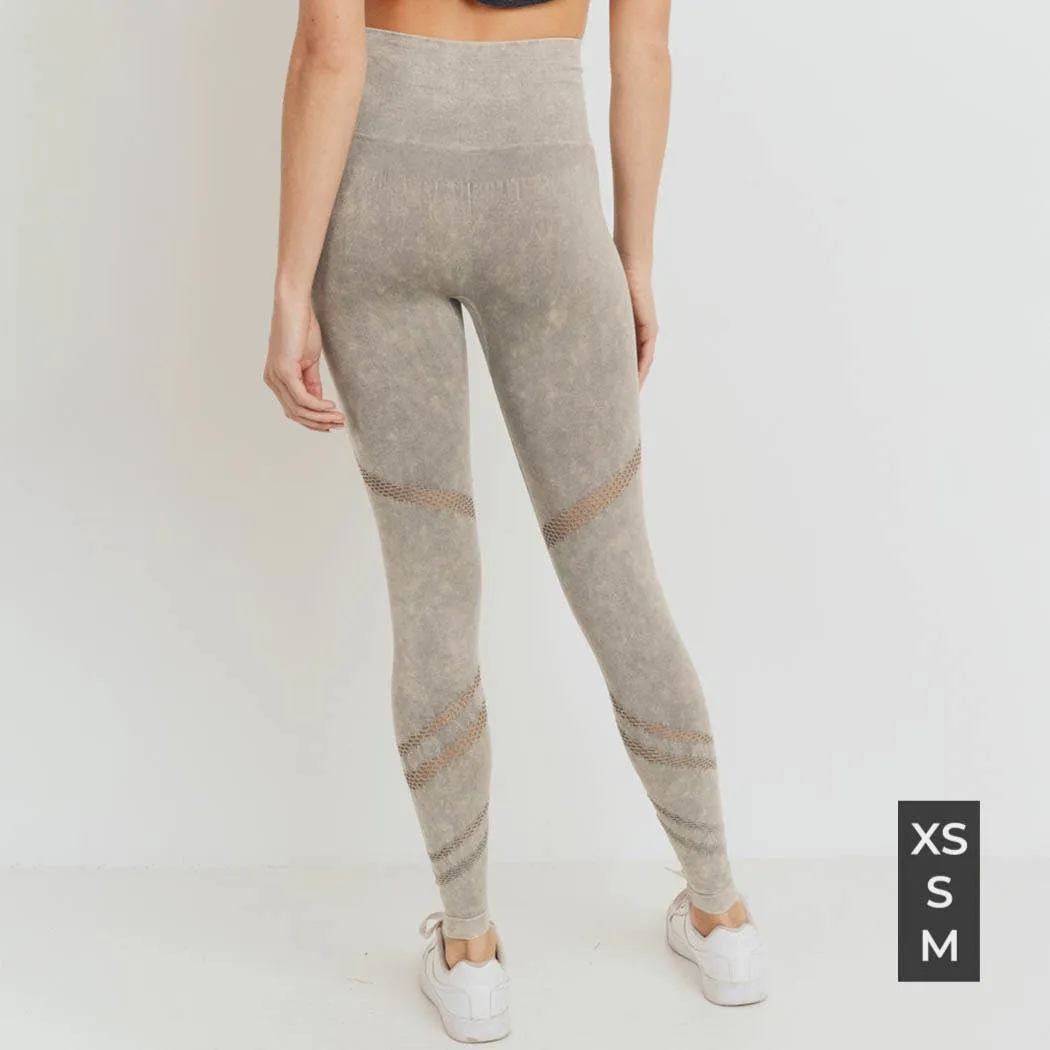 Mono B Graduated Angled Perforation Mineral Wash Seamless Leggings