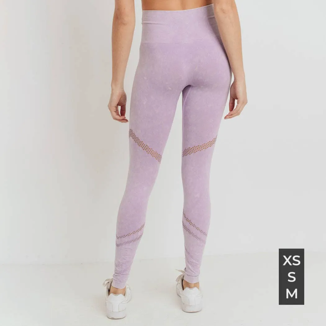 Mono B Graduated Angled Perforation Mineral Wash Seamless Leggings