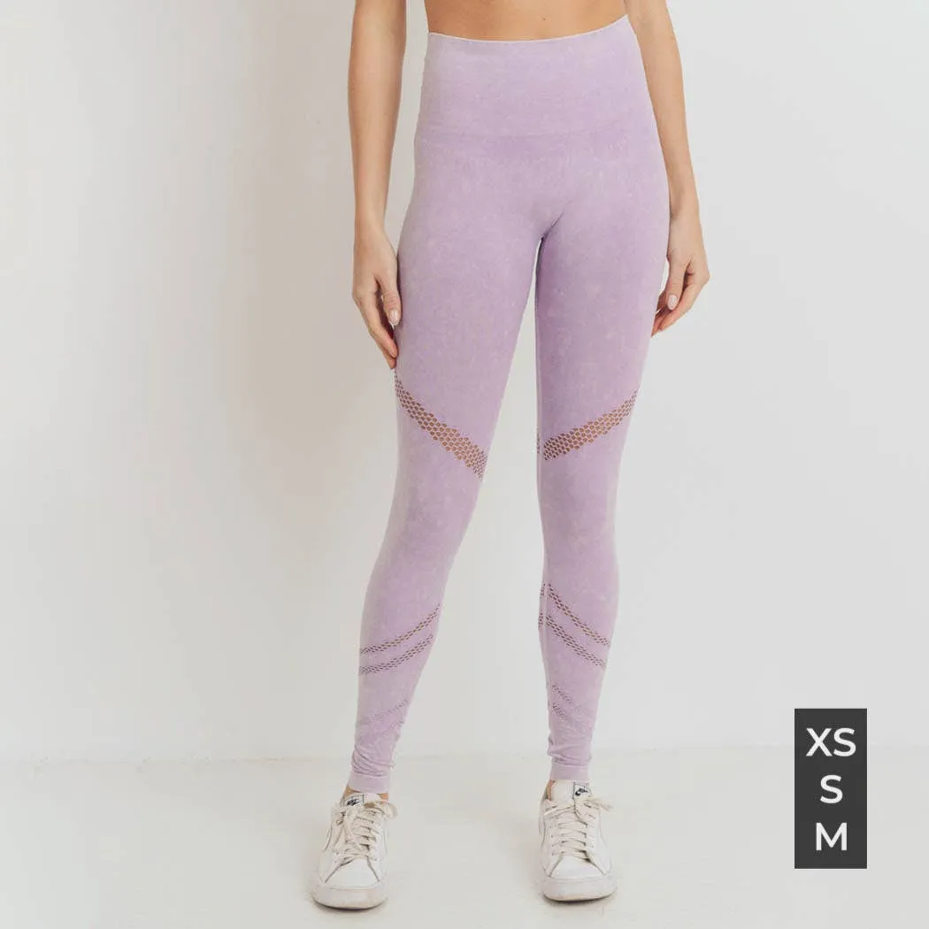 Mono B Graduated Angled Perforation Mineral Wash Seamless Leggings