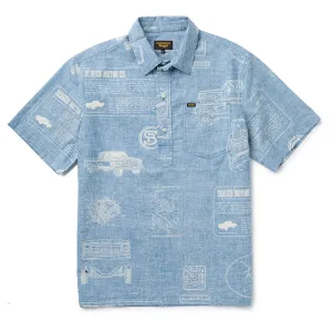 SEAGER Schooner 3/4 Button S/S Shirt - BLUE