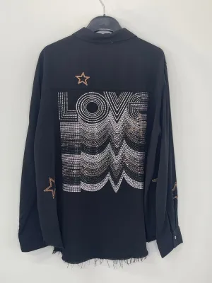 Shirt, Embroidered Star Black, Gunmetal Love Repeater