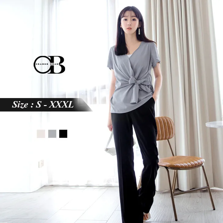 SHORT SLEEVE V-NECK TOPS
