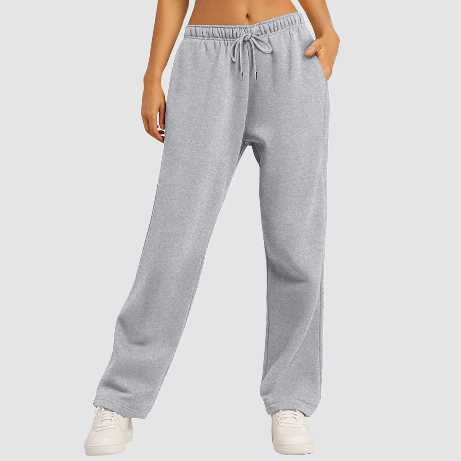 Sweatpants for Women Baggy Fleece Lined Elastic High Waist Wide Leg Joggers Sports Pants Drawstring Lounge Trousers
