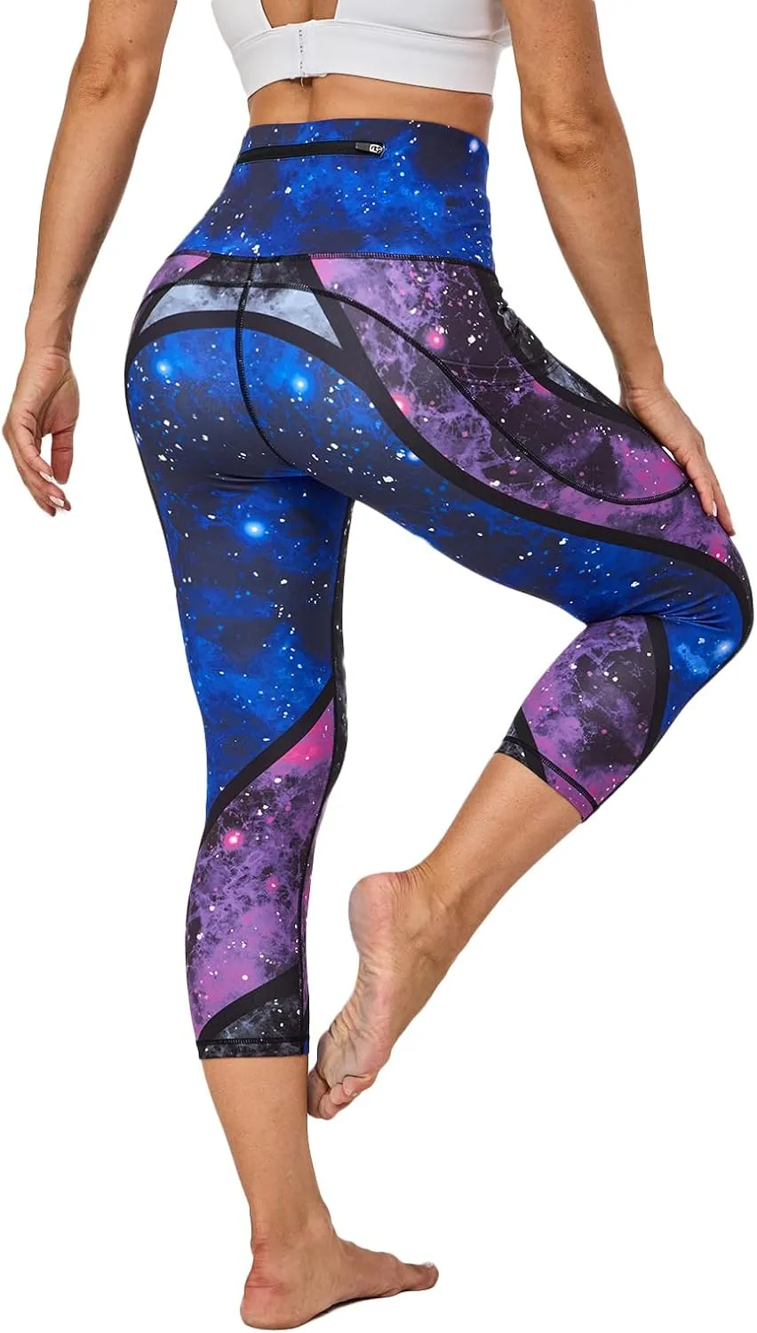 UIUO-UIPEU High Waisted Leggings for Women Tummy Control Yoga Pants with Pockets Workout Compression 7/8 Leggings
