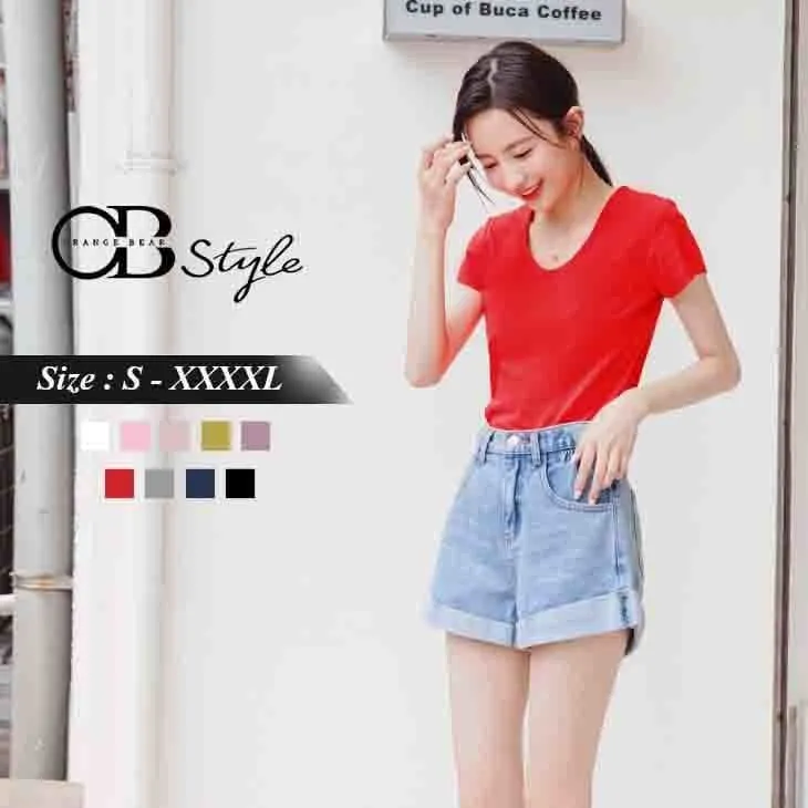 V-NECK SLIM COTTON TOPS