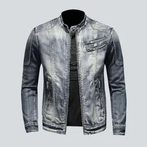 Vintage wash biker denim jacket