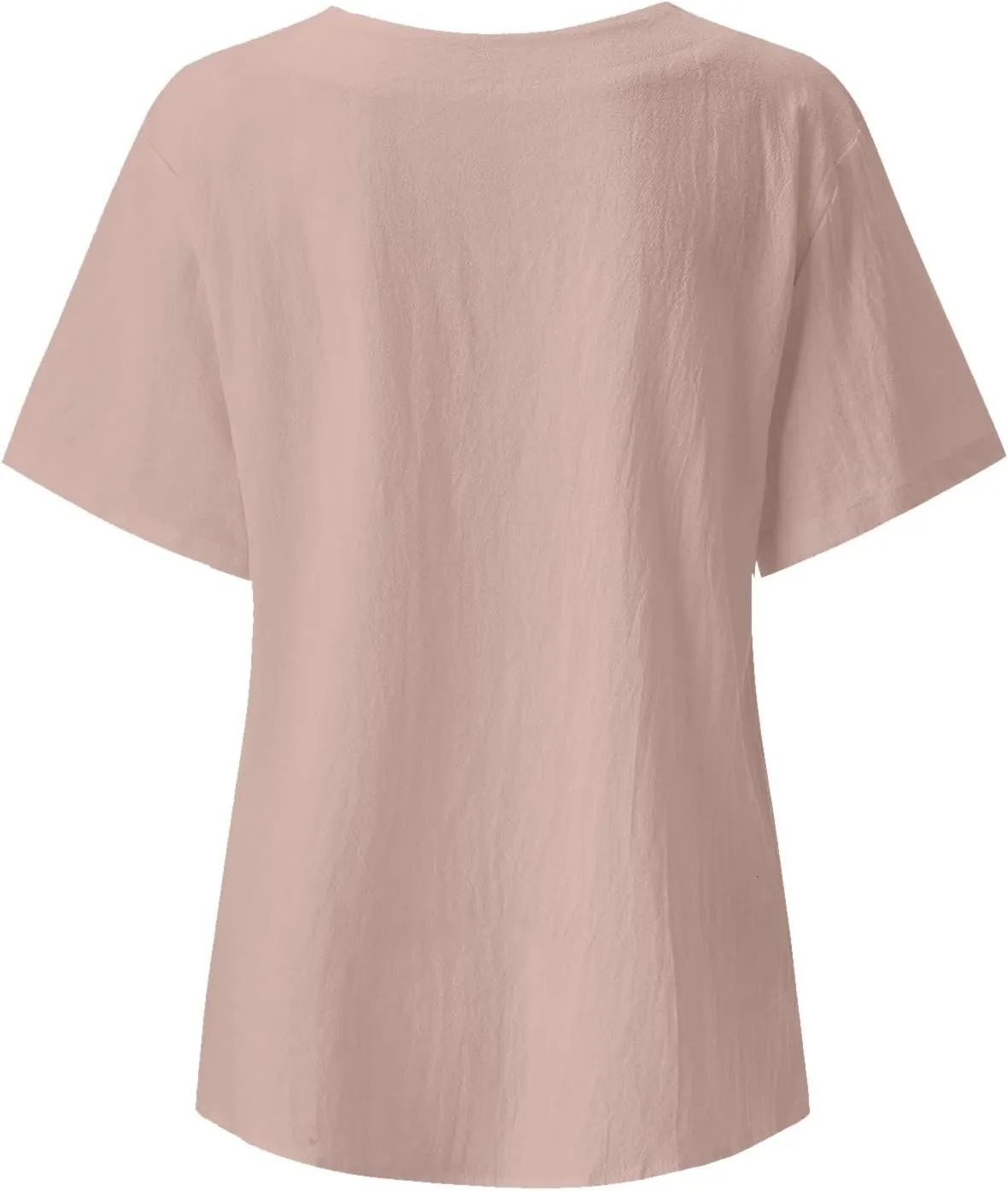 Women's Floral Printed Cotton Linen Short Sleeve Tops Summer Vintage Casual Plus Size Tunic Comfy Loose Fit Tshirts