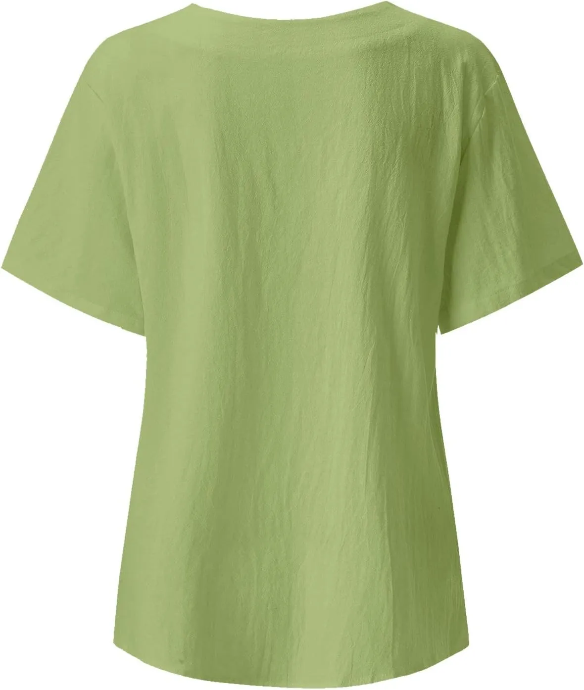 Women's Floral Printed Cotton Linen Short Sleeve Tops Summer Vintage Casual Plus Size Tunic Comfy Loose Fit Tshirts